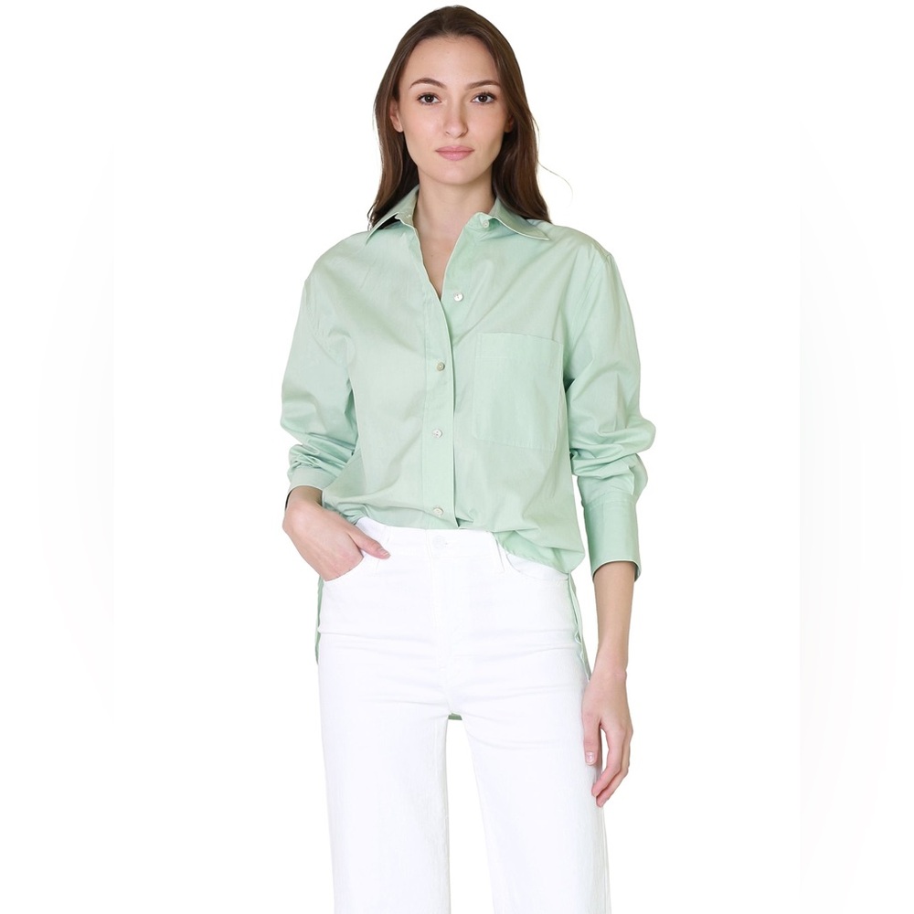 Vince Pale Mint Cotton Button-Down Shirt - Picture 10 of 10